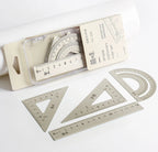 4pcs Aluminum Ruler Set,Drafting Set,With Storage Box Straight Ruler,Protractor,Students Measure Ruler Set Multi-Function Set