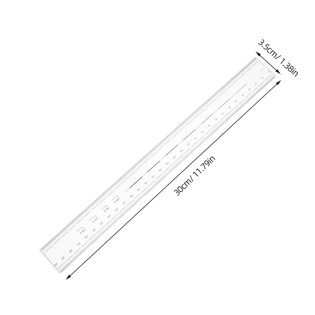 Transparent Plastic Folding Ruler 30Cm Waterproof Flexible Double Sided Scale Measuring Tool for Factory Workshop School Office