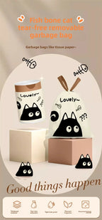 100PCS Thickened Trash Bags with Cute Cartoon Design Sturdy Tear-Resistant Garbage Liners Great for Kitchen Bathroom Office