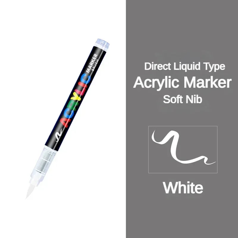 GUANGNA 16 Colors Direct-liquid Acrylic Paint Pens Brush Marker Pen for Rock Painting Stone Ceramic DIY Art Supplies Stationery