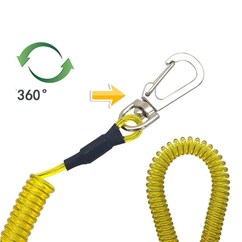 1.2m/2m/3m Max Stretch Plastic Spring Elastic Rope Fishing Lanyards With Carabiner Boating Ropes Anti-lost Phone Keychain Lock