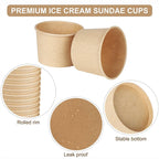 50Pcs Paper Ice Cream Cups, 8Oz Disposable Bowls for Hot Cold Food, Party Containers for Dessert, Sundae, Frozen Yogurt, Soup