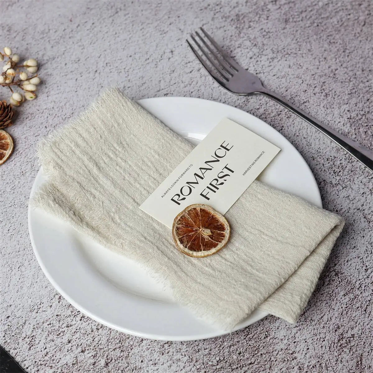 10 Pieces 32x32cm Cream Rough Edge Gauze Napkins 100% Soft Cotton Fabric Serviette Kitchen Tea Towels For Easter Party Supplies