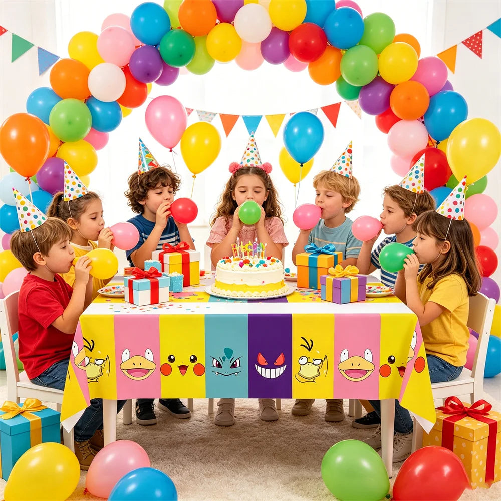 1pcs Pikachu Poké Ball Party Tablecloth Birthday Party Decoration Plastic Table Cover Tableware Baby Shower Supplies