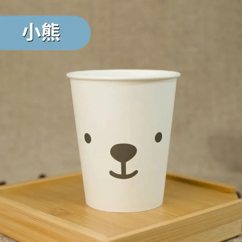 50pcs Disposable Cartoon Cute Cups White Thicken Durable Cups for Hot and Cold Drinks Household Party Office Coffee Cup