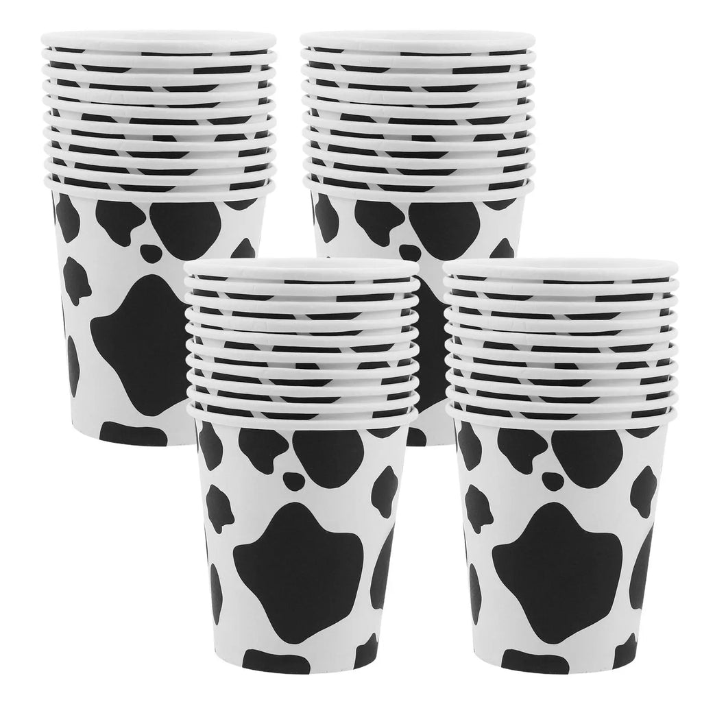 60Pcs Cow Print Disposable Paper Cups Party Cups Farm Themed Birthday Shower Western Party Supplies Paper Tableware