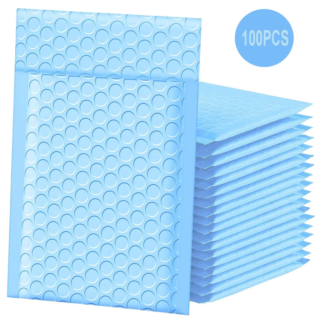 100 Pcs Bubble Mailers Blue Poly Bubble Mailer Self Seal Padded Envelopes Gift Waterproof Packaging Envelope Bags for Shipping