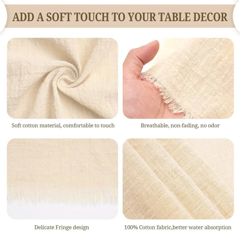 10Pcs 32x32cm Handmade Cloth Napkins with Fringe, Delicate Rustic Decorative Table Napkins for Wedding/Dinner/Party