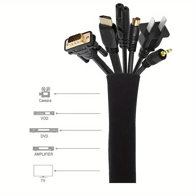 3/1PCS Zipper Cable Sleeve Reusable Cord Organizer Cable Management Protector for Computer TV Wire Cord Organizers 50cm