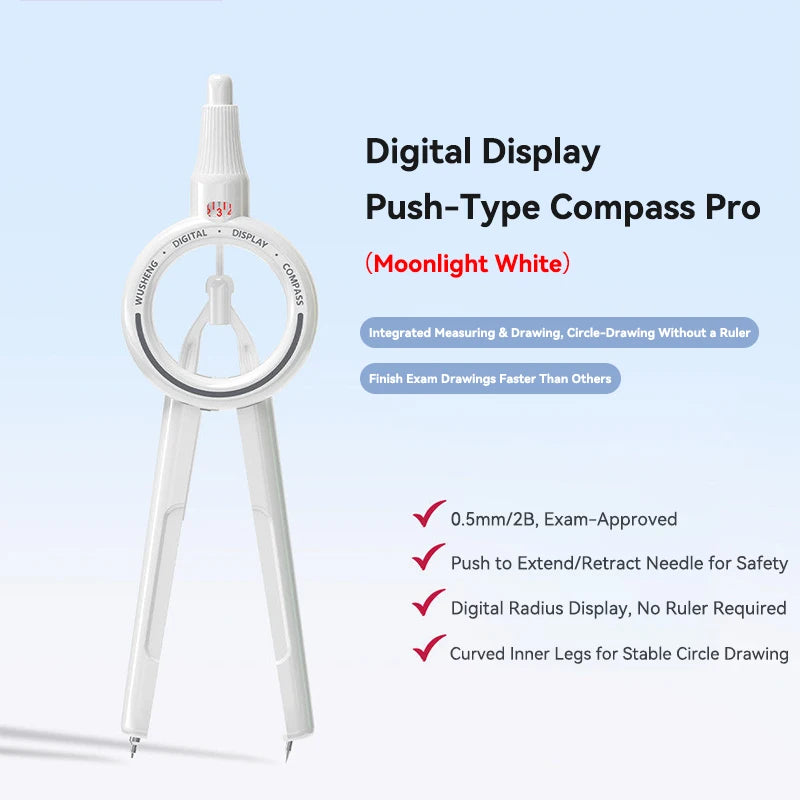 Press Student Compass Geometry Set Precision Digital Display Compass for Students Circle Drawing Gauge Tool Exam School Supplies