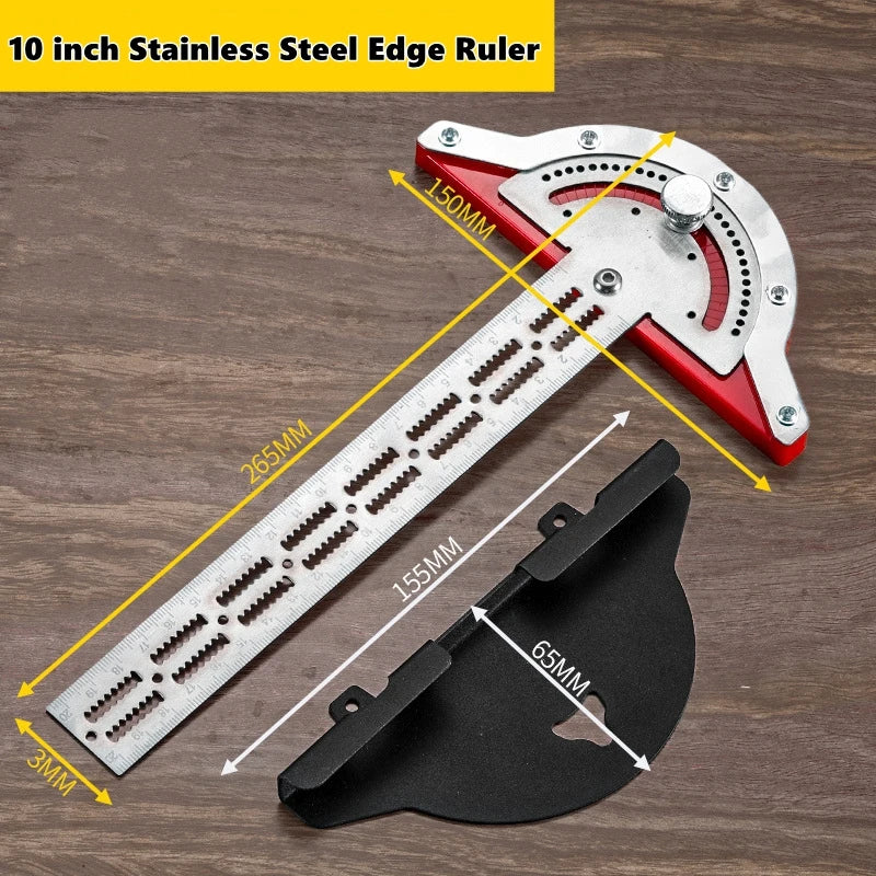 0-180 Degree Angle Gauge Woodworkers Edge Ruler Stainless Steel Protractor Angle Finder Ruler Precision Carpenter Measuring Tool
