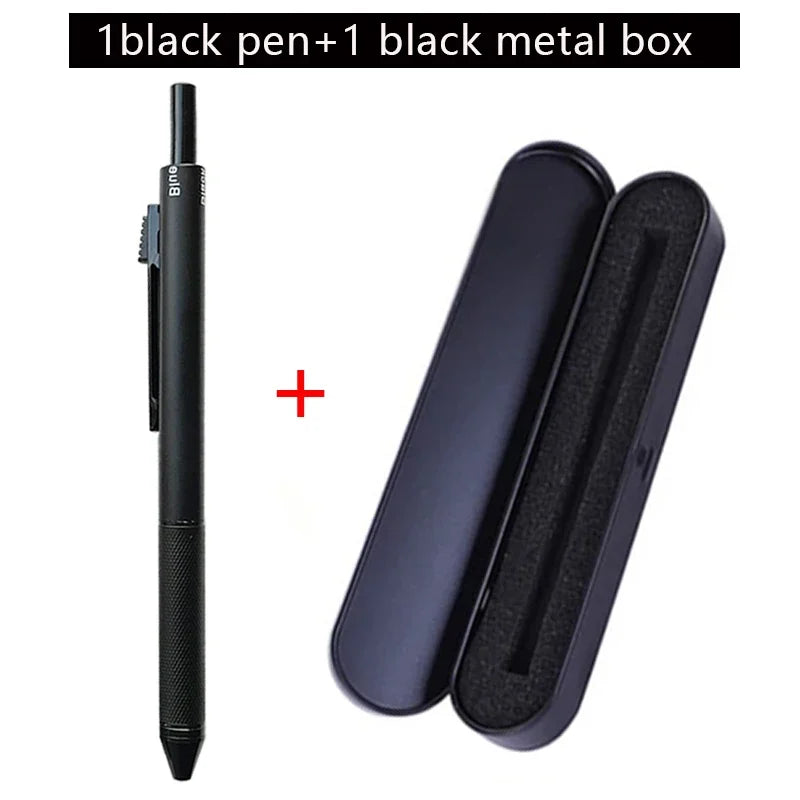 Metal Multicolor Pen 4 In 1 Gravity Sensor Ballpoint Pen 3 Colors Ball Pen and 1 Mechanical Pencil Office School Stationery Gfit