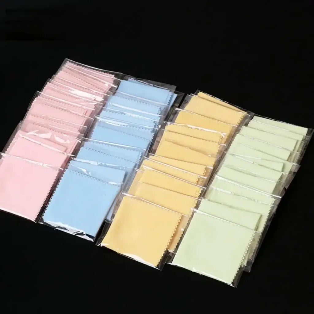 10/20/50/100pcs Chamois Glasses Cleaner Jewelry Care Wipe Cleaning Cloth Microfiber For Glasses Lens Phone Screen(Random Color)