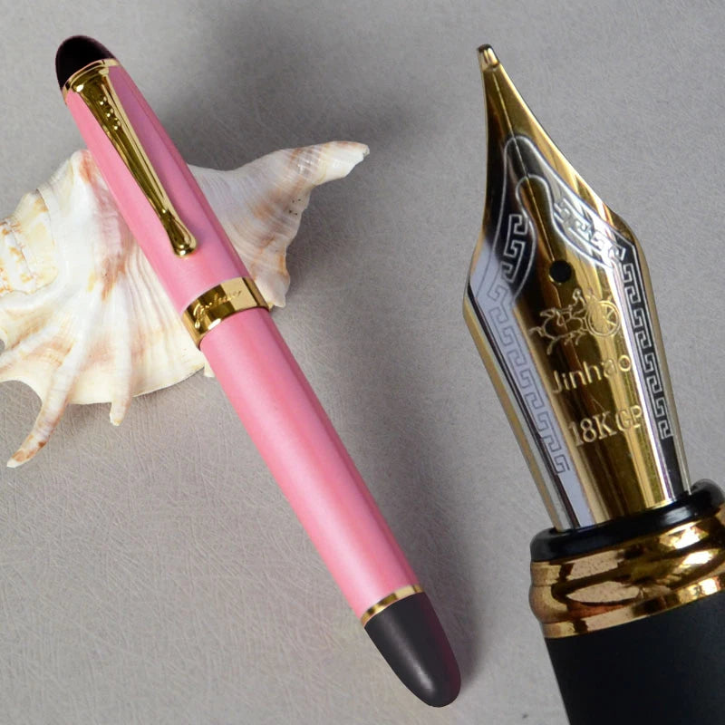 IRAURITA FOUNTAIN PEN JINHAO X450 DARK GREEN AND GOLDEN 18 KGP 0.7mm BROAD NIB FULL METAL BLUE RED 21 COLORS AND INK JINHAO 450
