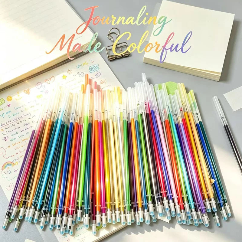 12-100pcs Glitter Pen Refills Set Flash Multicolor Gel Pen Refill Core DIY Art Writing Painting Graffiti Pen Refills Supplies