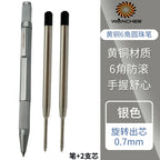WANCHER Ballpoint Pen Original Hexagon Brass Metal Rotary Black 0.5mm Refill Replaceable W1558 Office School Stationery