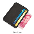 Genuine Leather Card Holder Slim Business Card ID Holder Credit Card Case Thin Small Wallet for Men Cardholder Sticker Black