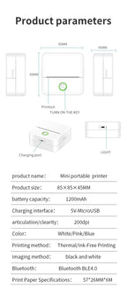 X6 Mini HD Portable Label Thermal Printer Endurance Bluetooth Printer for Student Error Title Note Wrong Pocket Inkless Printing