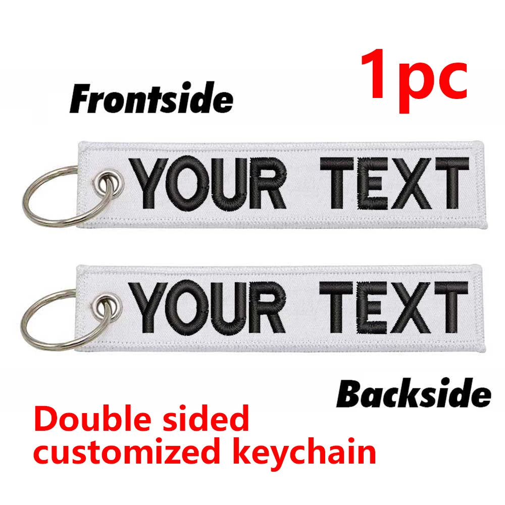 Custom Embroidered Keychain - Personalized Text Name Tag Keyring for Motorcycle, Car, Backpack, Luggage Travel Accessories
