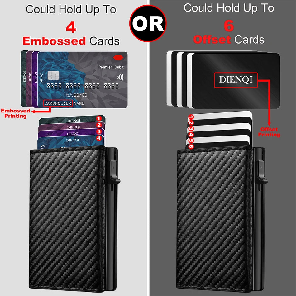 Rfid Credit Card Holder Money Bag Luxury Carbon Fiber Id Bank Cardholder Coin Purse Minimalist Wallet for Men Carteira Masculina