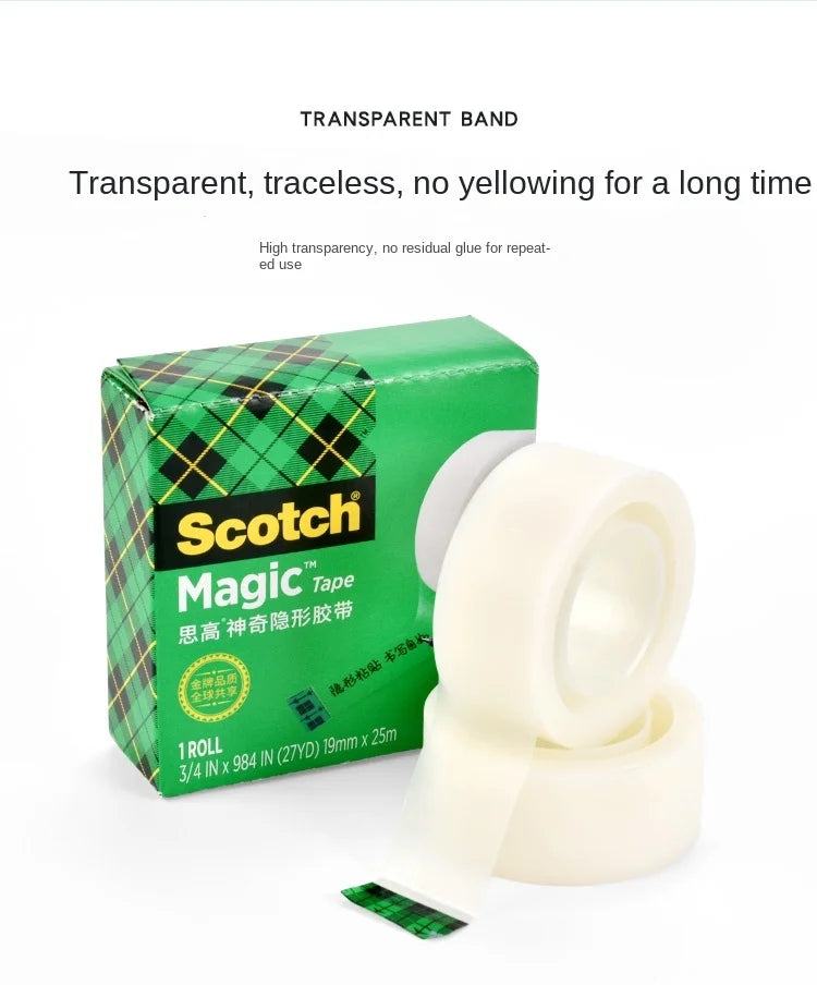 3M Scotch 810 Magic Tape High Viscosity No Trace Invisible Adhesive Tape Home Office Supplies and School Supplies Tape 19mm*10m