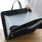 Versatile Canvas A4 Documents File Bag Large Capacity Double Zipper Accordion Folder 12-Layer Business Briefcase