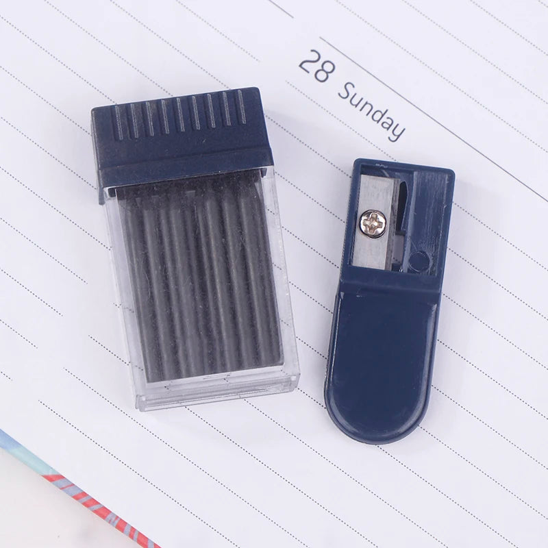 1 Set Mine Compas Pointer Sharpener Pencil Lead Stationery Compass Core With 2mm Manual Office Portable Storage