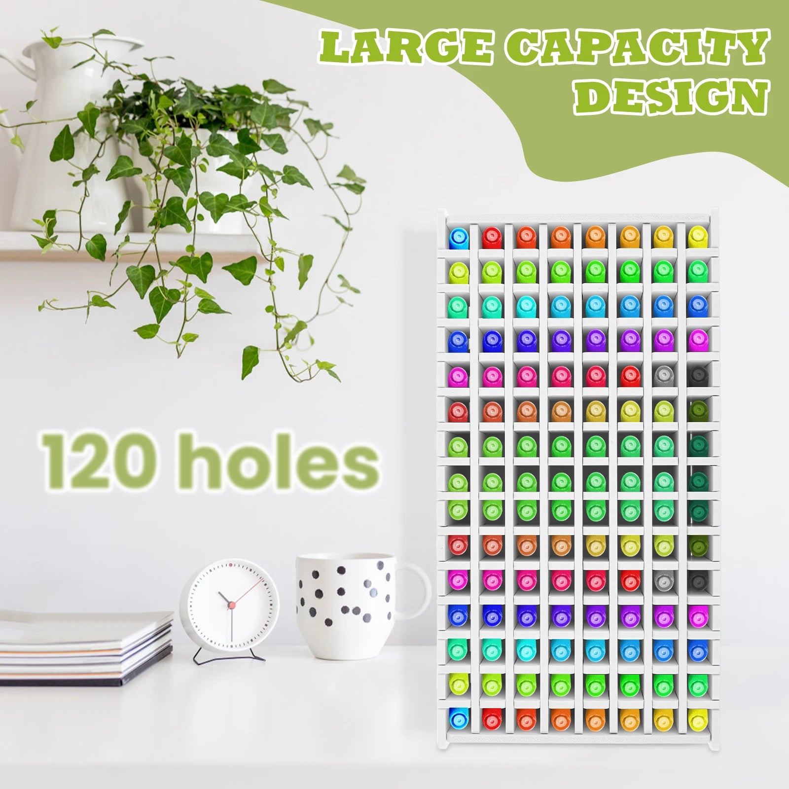 120/180 Slots Marker Pencil Storage Rack Large Capacity Desktop Marker Organizer Colored Pencil Stationery Store Pencil Holder