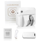 Mini Portable Printer Thermal Printing Sticker Wireless Inkless Mini Pocket Printer Self-adhesive Label Printer Photo Printer