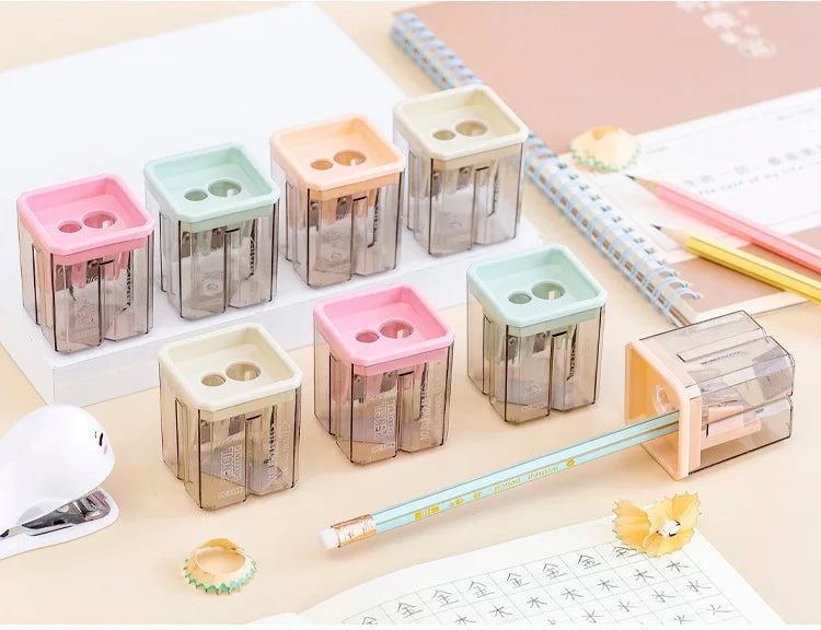 1 Piece Lytwtw's School Supplies Cute Morandi Color Geometry Sharpener For Pencil Office Creative Stationery Item