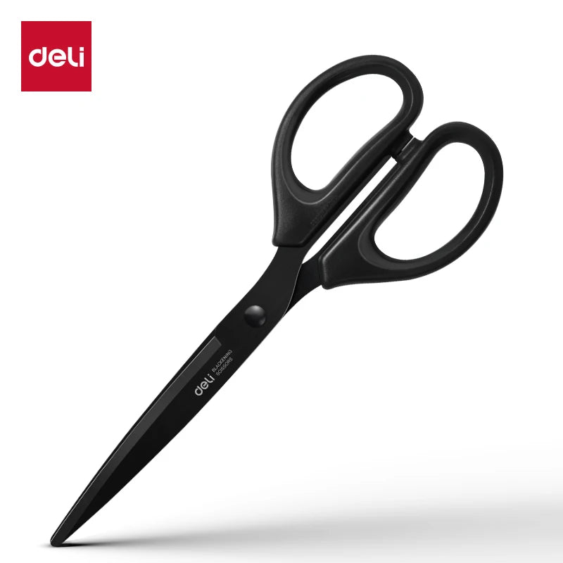 1/2pcs Deli Black Blade Scissors Stationery 180mm 7 Inch Stainless Steel Anti-Rust Sharp Office Home School Craft Cutting Tool