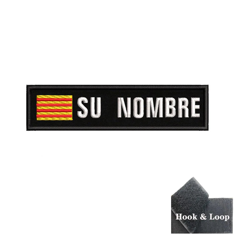 1PC 10cmX2.5cm Custom Name Flag Patch Stripes Badge Iron On Or Hook Loop Andalusia Extremadura Canary Islands Spain Galicia