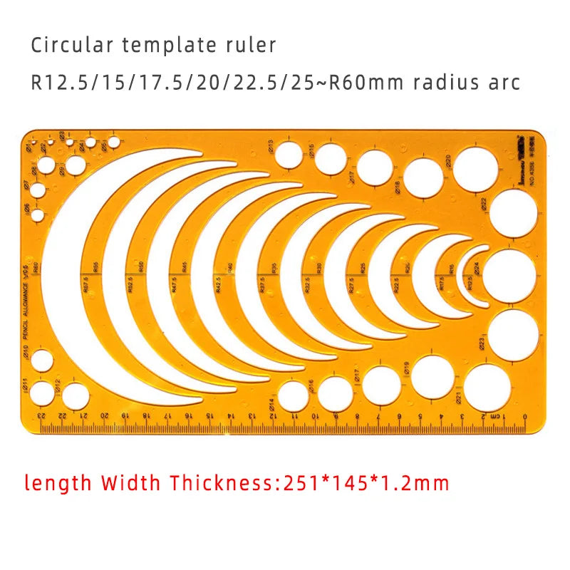 Template Measuring Ruler Circular Oval Ruler Durable K Resin Drawing Design Furniture Architect Template Drafting Ruler