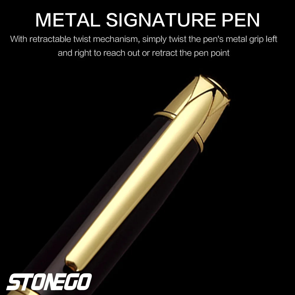 STONEGO Capless Ballpoint Pen, Simply Twist Roller Ball Pen Black Gel Ink Medium Point 1.0mm Smooth Writing Signature Pens