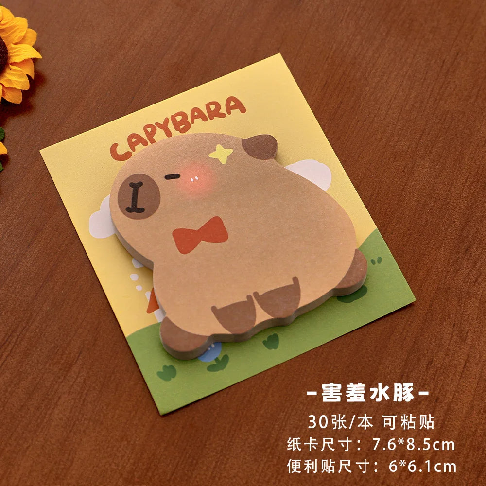 30Sheets Capybara Alien Memo Pads Simple Scrapbooking Sticker School Supplies Post Sticky Notes Office Stationery