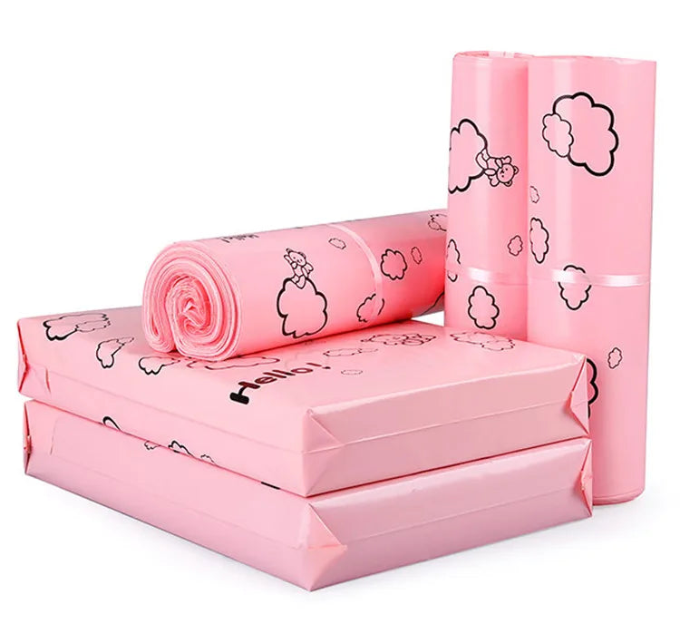 100PCS Lovely Baby Pink Poly Mailer Adhesive Envelope Shipping Bags DIY Bra Skirt Shoe Box Toys Present Gift Packaging Pouches