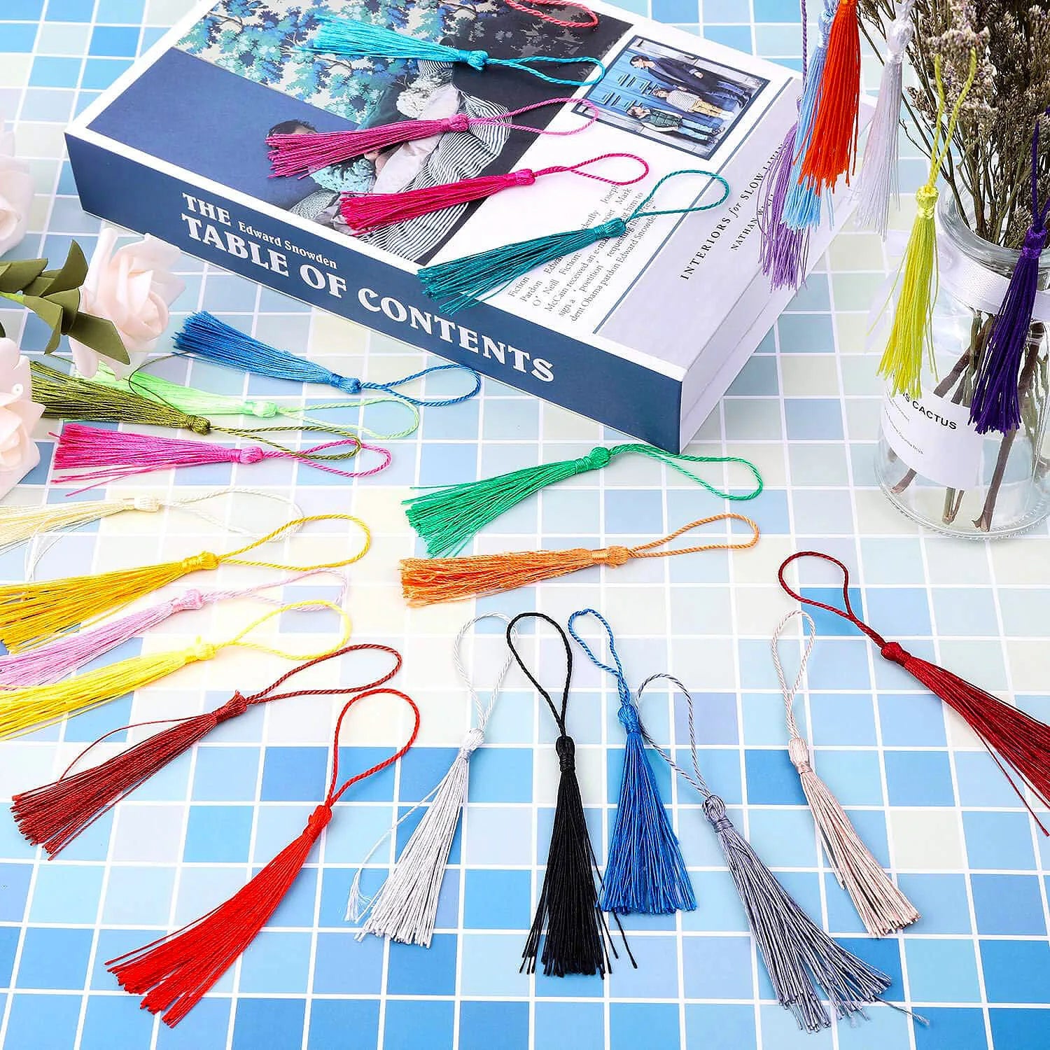 100pcs/Pack 13cm Tassel Silk Fringe Silky Floss Bookmark Tassels Mini Tassels for DIY Craft Jewelry Making Souvenir Bookmarks