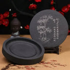 Natural Original Stone Inkstone Table with Cover End Ink Pond Plate Strip Grinding Student Beginners