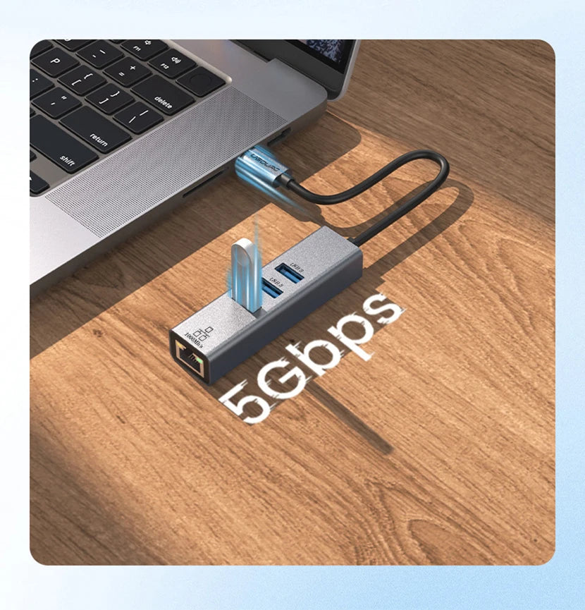 USB C HUB Docking Station Type C to RJ45 1000Mbps Ethernet Adapter USB3.0 HUB Gigabit Network Card 100W Charging Dock Extension