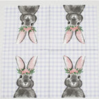 20pcs 25cm 2-Ply Easter Bunny Element Colorful Napkins Plaid Square Napkins Party Decoration Paper Placemats Pink Ears Paper