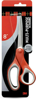 Multi-Purpose Stainless Steel Scissors, 8 Inches, Red & Gray, Great for Home, School and Office