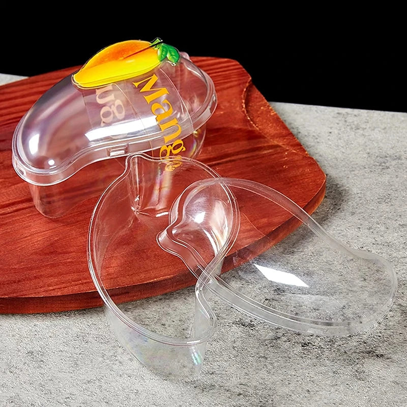 10pcs Creative Mango Shape Disposable Dessert Cake Plastic Cup DIY Cake Cream Mousse Packaging Box With Clear Cover