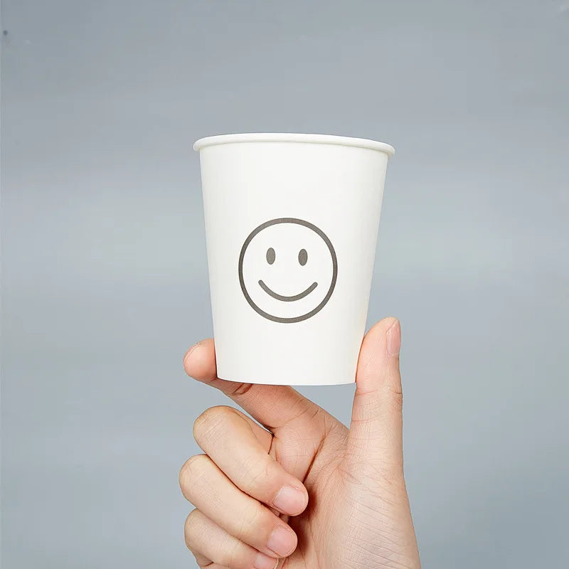 50pcs 250ml Paper Cups Natural Pulp Personalized Disposable Coffee Tea Milk Cup Drinking Accessories Camping Party Supplies종이컵