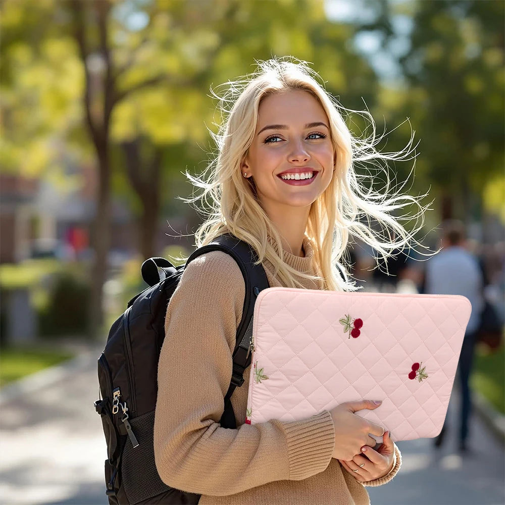 Embroidery Laptop Bag Case Macbook Air/Pro 14 15 15.6 16 Inch For Xiaomi Lenovo Dell Notebook Computer Laptop Sleeve Women