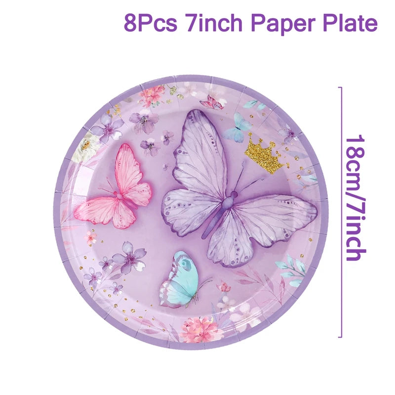 Butterfly Birthday Party Decoration  Butterfly Party Disposable Tableware Paper Cup Plate Birthday  Party