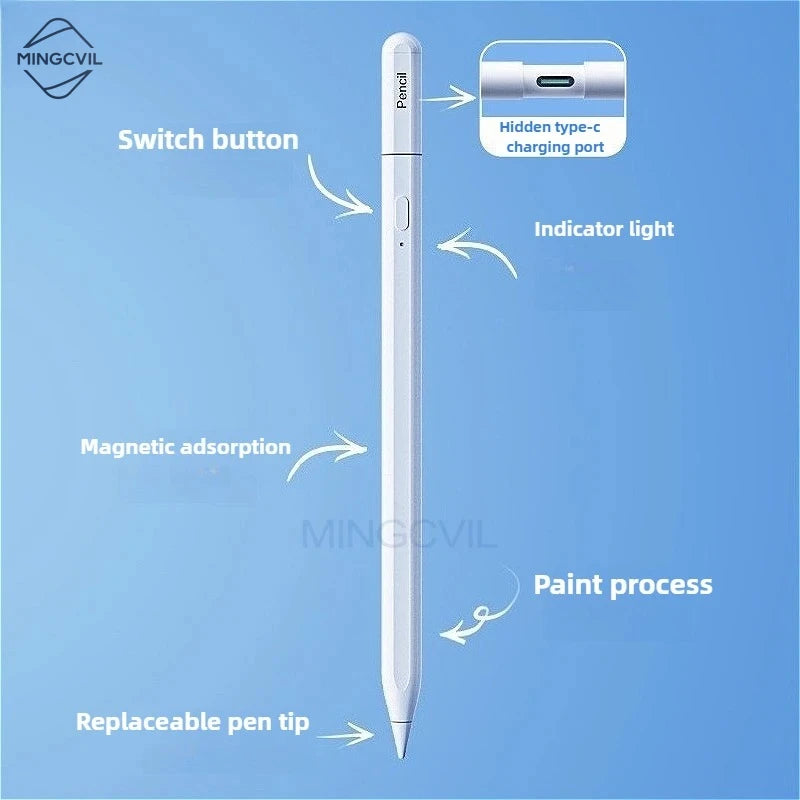 For iPad Pencil 2025 M4 Stylus Pen for Air 6 M2 Pro M3 with Palm Rejection Tilt for iPad Pro 11 12.9 13 7/8/9/10/11th mini 5 6 7