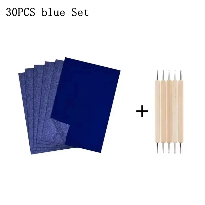 30Pcs A4 Blue Graphite Copy Paper Carbon Paper Pattern Letters Erasable Tracing Paper Copy Paper Reusable Image For Office Use