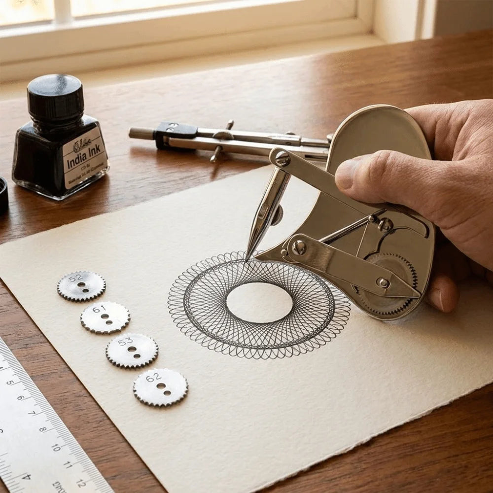Vintage Precision Ruling Pen Set Solid Alloy Material Interchangeable Wheels Mechanical Gear Train Four Specifications