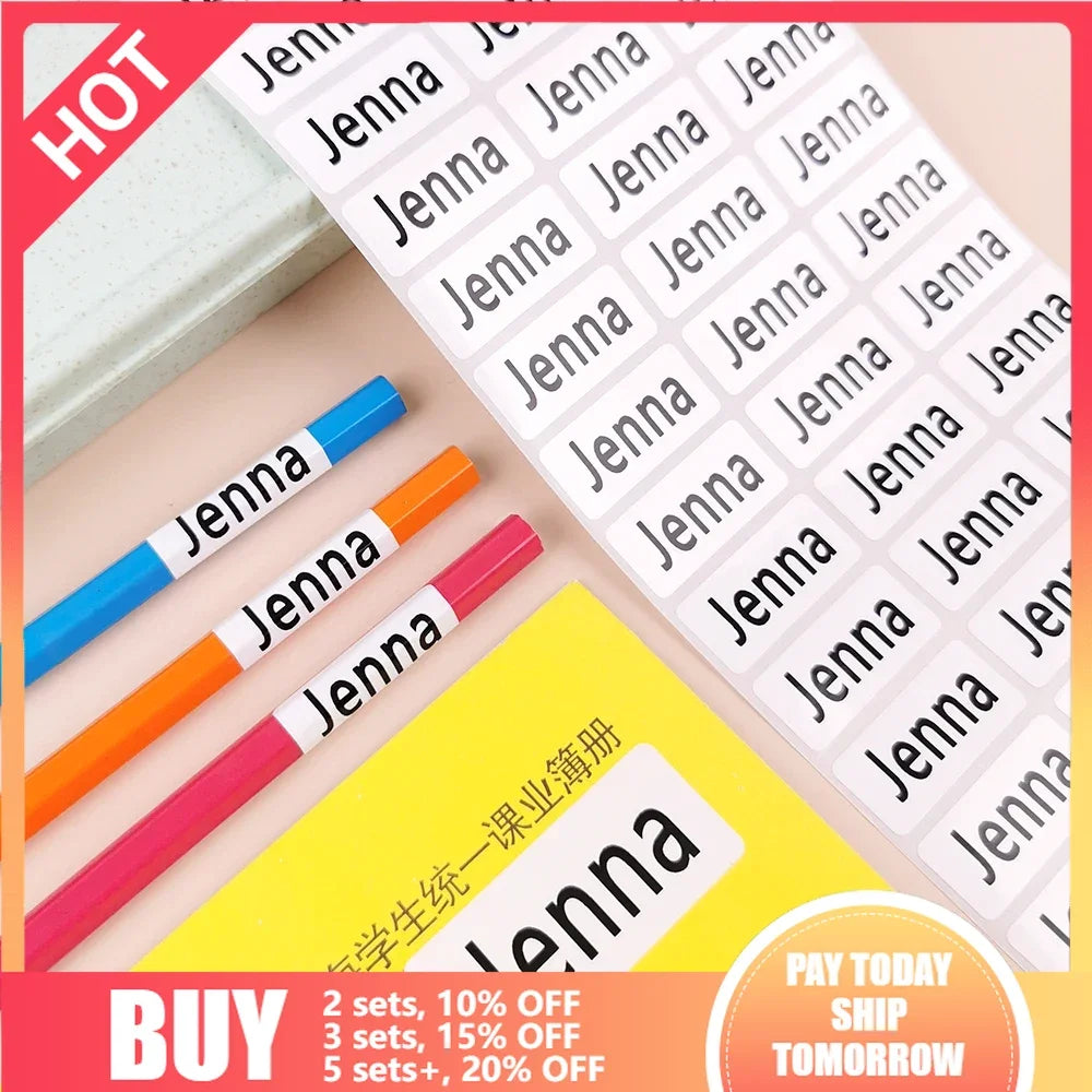 114 Waterproof Personalized White Label Custom Name Sticker Kindergarten Tag Children School Stationery Daily Necessities Labels