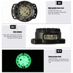 Digital Scuba Diving Compass 50m Waterproof Navigator, Professional Luminous LED Wrist Watch with Balanced Design for Snorkeling